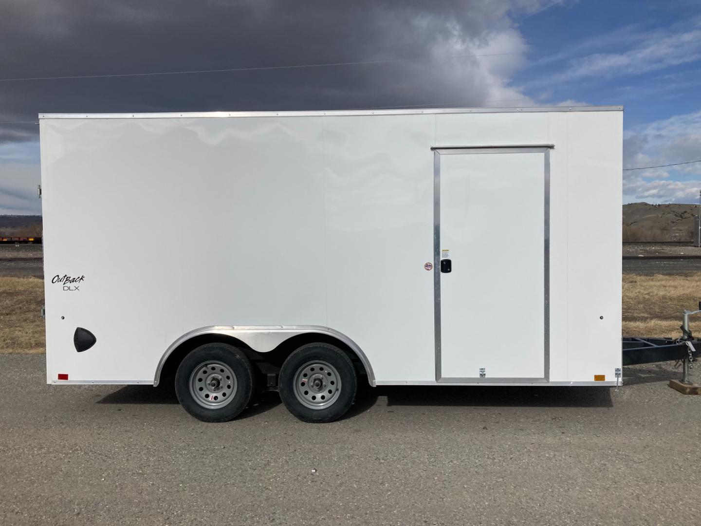 2024 Pace , located at 310 West 1st Ave, Big Timber, MT, 59011, (406) 860-8510, 45.833511, -109.957809 - New Pace American Outback Deluxe 81/2 x 16 Enclosed Cargo, 7k GVW, 81" rear door opening height with beavertail, bonded sides (no screws), v-nose, rear ramp door, 32" side door, (2) 3.5k axles, electric brakes on both axles, LED lights, high performance floor and sidewall material, 16" on center sid - Photo#0